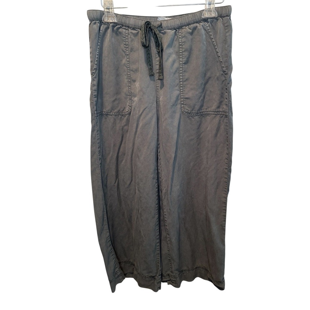 JOIE Womens Green Lyocell Drawstring Utility Wide Leg Cropped Pants M Casual